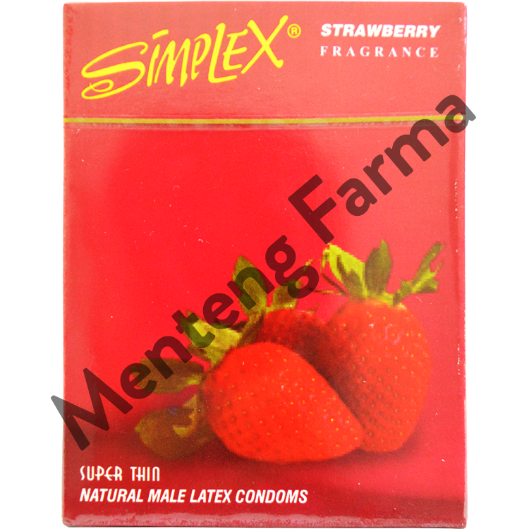 Kondom Simplex Strawberry Fragrance - Isi 3 - Menteng Farma