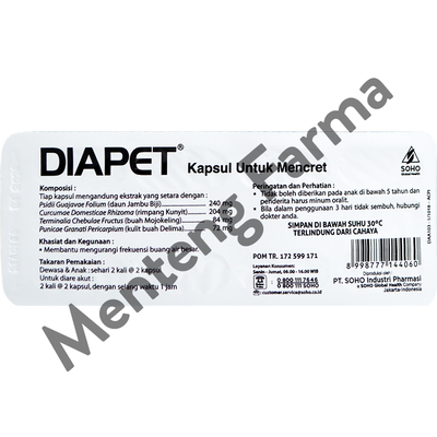 Diapet 10 Kapsul - Pereda Mencret Diare - Menteng Farma