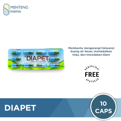 Diapet 10 Kapsul - Pereda Mencret Diare - Menteng Farma