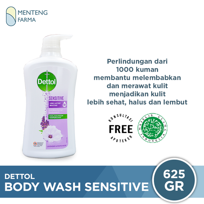 Sabun Mandi Cair Dettol Sensitive - 625 Gram - Menteng Farma