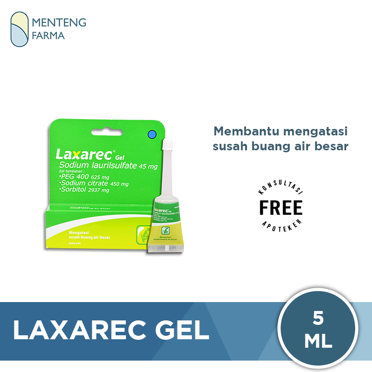 Laxarec Gel 5 mL - Krim Gel Pencahar, Sembelit, Konstipasi, Sulit BAB - Menteng Farma