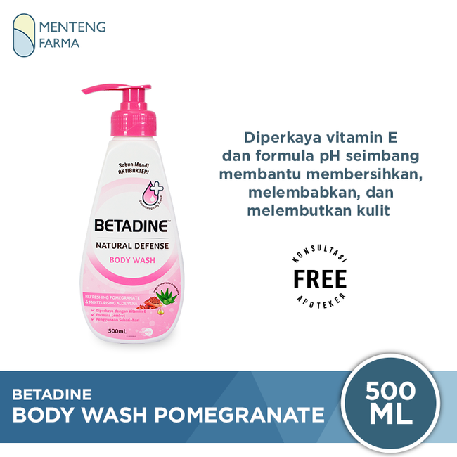 Betadine Natural Defense Body Wash 500 mL - Menteng Farma