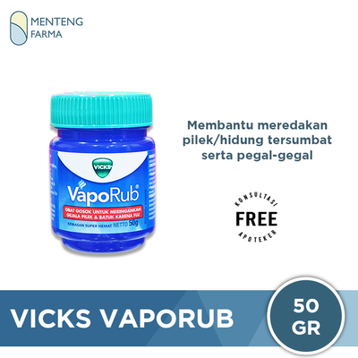 Vicks VapoRub 50 Gr - Balsem Pelega Pernafasan & Hidung Tersumbat - Menteng Farma