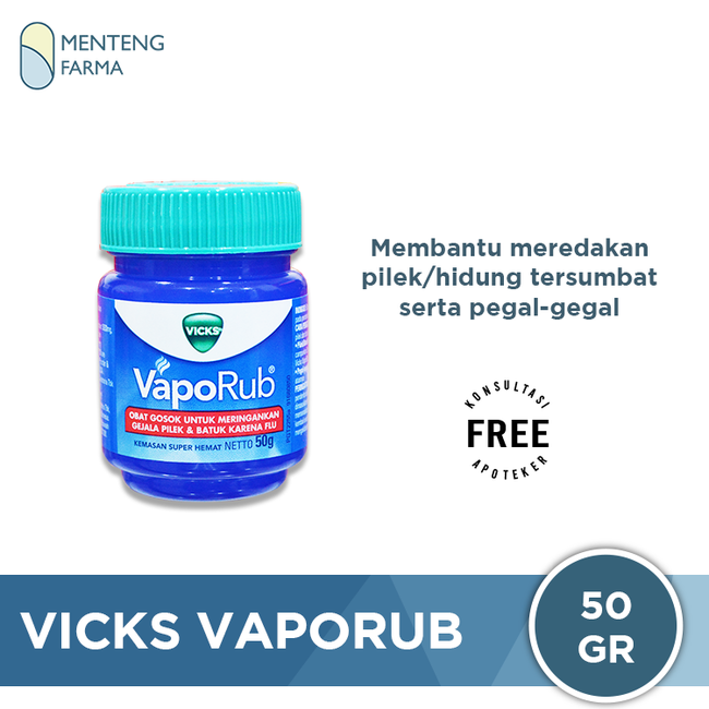 Vicks VapoRub 50 Gr - Balsem Pelega Pernafasan & Hidung Tersumbat - Menteng Farma