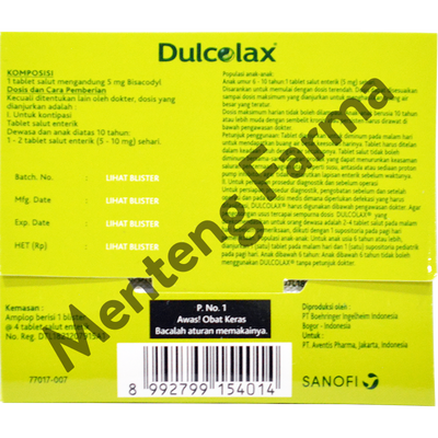 Dulcolax 5 Mg 4 Tablet - Obat Pencahar, Konstipasi, Sembelit - Menteng Farma