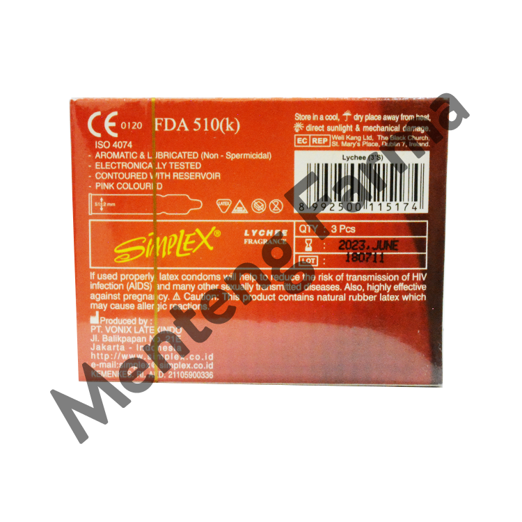 Kondom Simplex Lychee Fragrance - Isi 3 - Menteng Farma