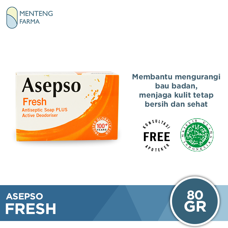 Asepso Fresh 80 Gram - Sabun Batang Antiseptik - Menteng Farma