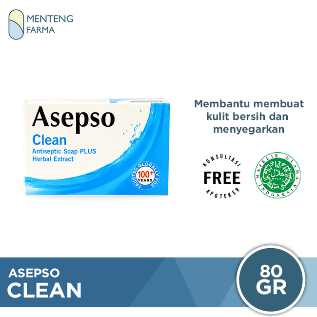 Asepso Clean 80 Gram - Sabun Batang Antiseptik - Menteng Farma