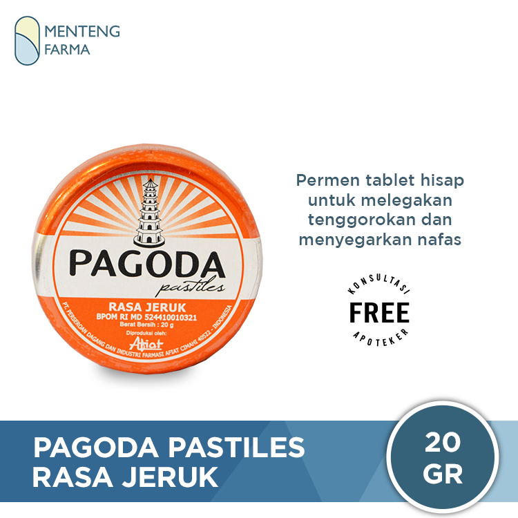 Pagoda Pastiles Rasa Jeruk 20 Gram - Permen Pelega Tenggorokan - Menteng Farma