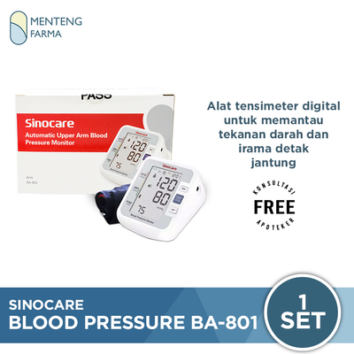 Sinocare Automatic Upper Arm Blood Pressure Monitor BA-801 - Tensimeter Digital - Menteng Farma