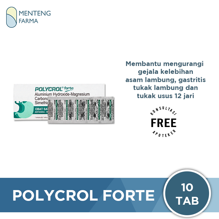 Polycrol Forte 10 Tablet - Obat Sakit Maag dan Asam Lambung - Menteng Farma