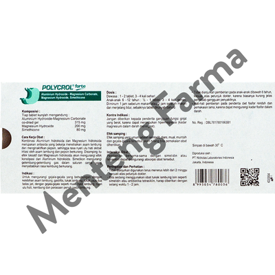 Polycrol Forte 10 Tablet - Obat Sakit Maag dan Asam Lambung - Menteng Farma