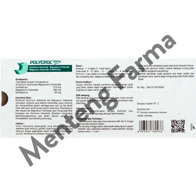 Polycrol Forte 10 Tablet - Obat Sakit Maag dan Asam Lambung - Menteng Farma