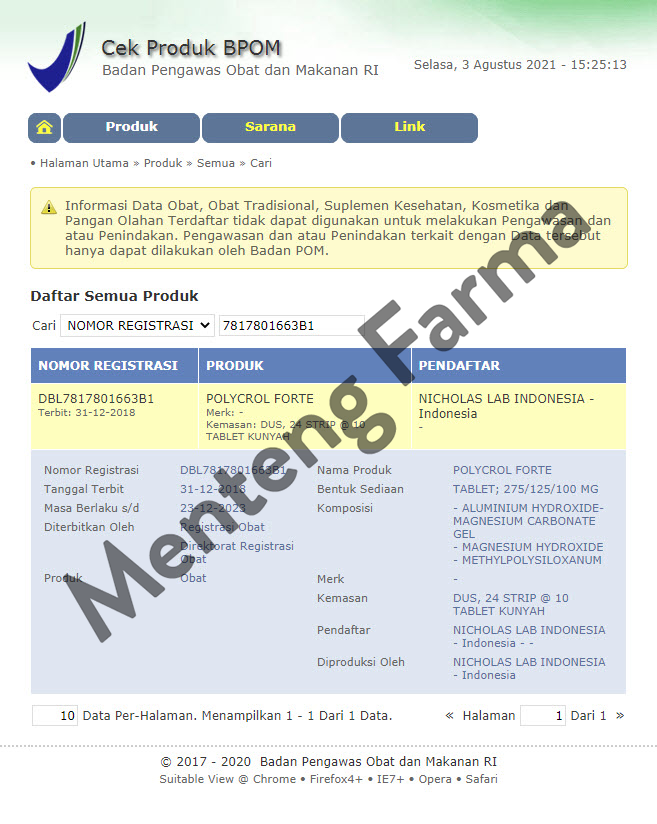 Polycrol Forte 10 Tablet - Obat Sakit Maag dan Asam Lambung - Menteng Farma