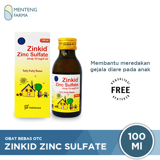 Zinkid Sirup 10 mg/5 mL 100 mL - Pelengkap Pengobatan Diare Anak - Menteng Farma
