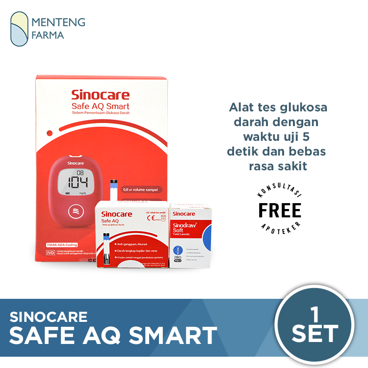 Sinocare Safe AQ Smart Alat Cek Gula Darah - Menteng Farma