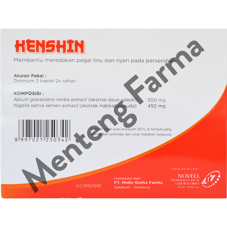 Kenshin 4 Kaplet - Obat Pereda Pegal Linu dan Nyeri Persendian - Menteng Farma