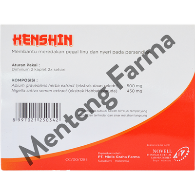 Kenshin 4 Kaplet - Obat Pereda Pegal Linu dan Nyeri Persendian - Menteng Farma