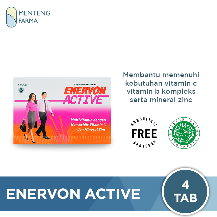 Enervon-C Active 4 Tablet - Suplemen Lengkap untuk Daya Tahan Tubuh - Menteng Farma