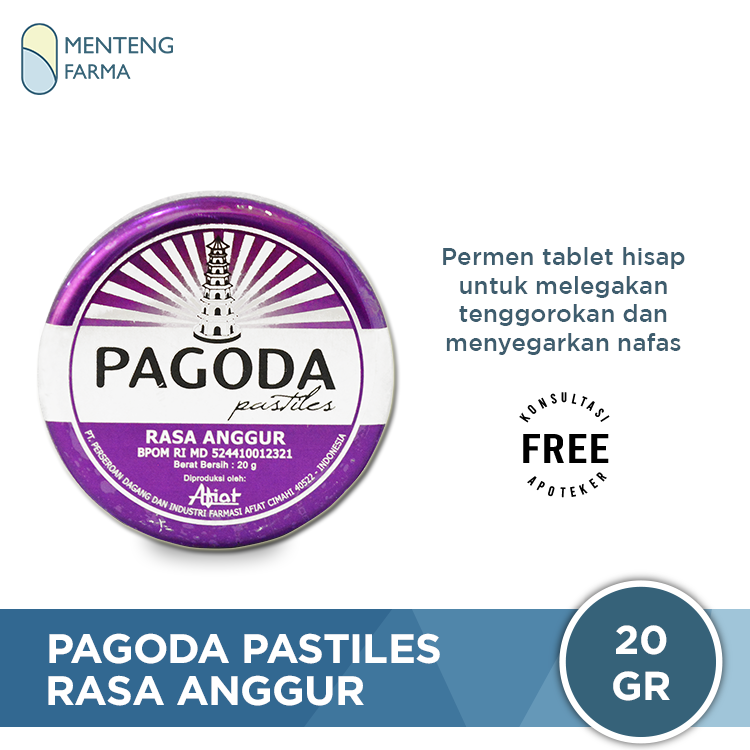 Pagoda Pastiles Rasa Anggur 20 Gram - Permen Pelega Tenggorokan - Menteng Farma