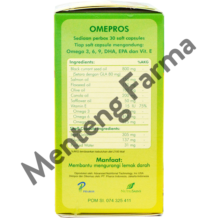 Omepros 30 Soft Capsules - Suplemen Kesehatan Penurun Kolestrol - Menteng Farma