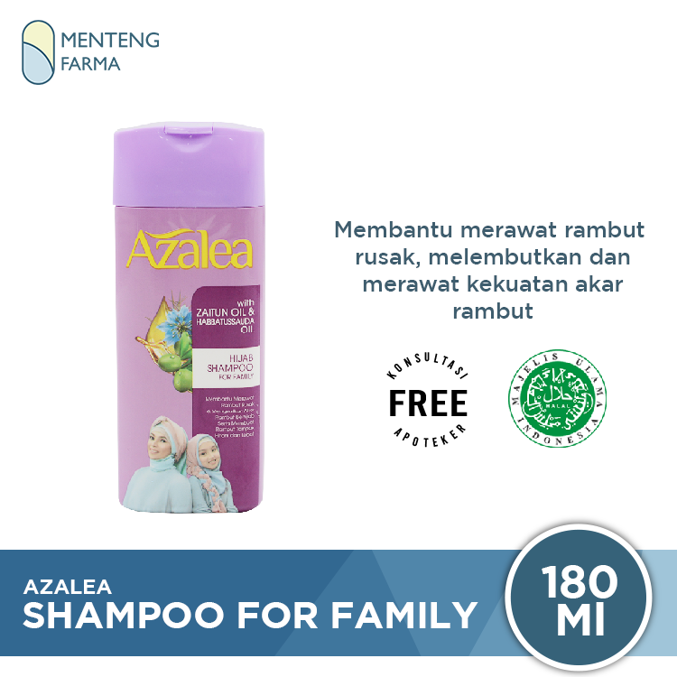 Azalea Hijab Shampoo With Zaitun Oil And Habbatussauda Oil 180 ML - Perawatan Rambut Rusak - Menteng Farma