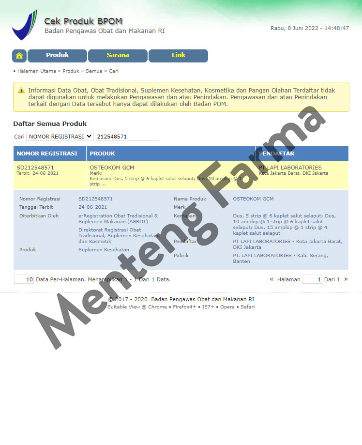 Osteokom 30 Kaplet - Suplemen Kesehatan Tulang dan Sendi - Menteng Farma