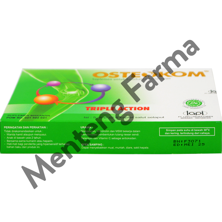 Osteokom 30 Kaplet - Suplemen Kesehatan Tulang dan Sendi - Menteng Farma