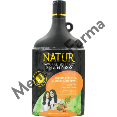 Natur Shampoo Moringa & Sweet Almond Oil 270 ML - Perawatan Kulit Kepala Kering - Menteng Farma