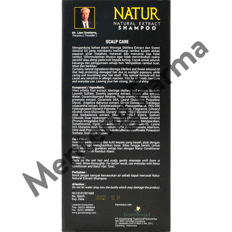 Natur Shampoo Moringa & Sweet Almond Oil 270 ML - Perawatan Kulit Kepala Kering - Menteng Farma