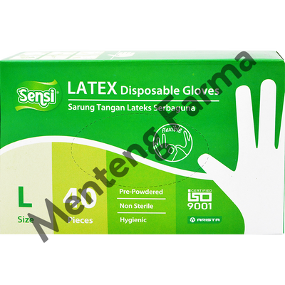 Sensi Latex Disposable Gloves Size L Isi 40 - Sarung Tangan Serbaguna - Menteng Farma