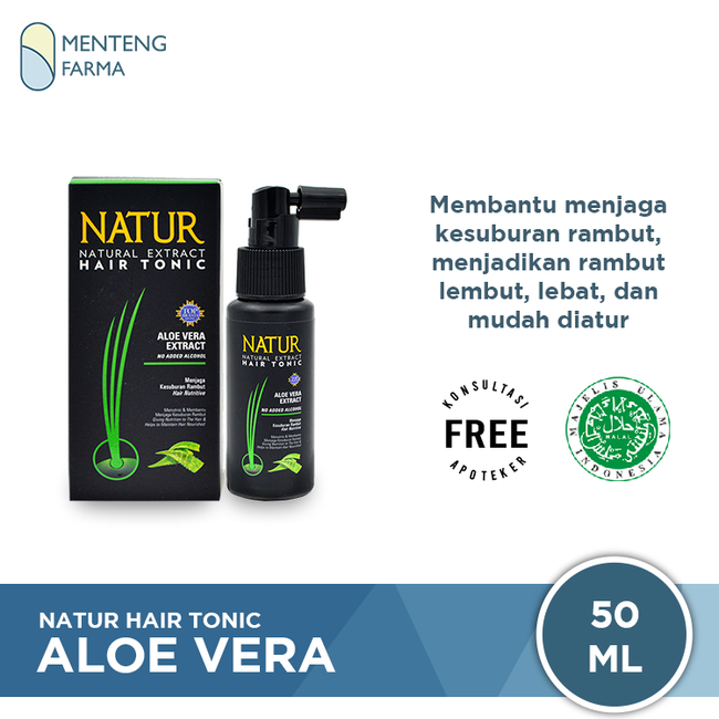 Natur Hair Tonic Aloe Vera Extract 50 ML - Vitamin Kesuburan Rambut - Menteng Farma