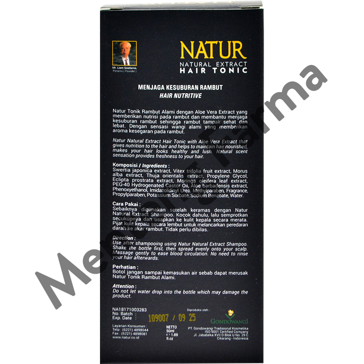 Natur Hair Tonic Aloe Vera Extract 50 ML - Vitamin Kesuburan Rambut - Menteng Farma