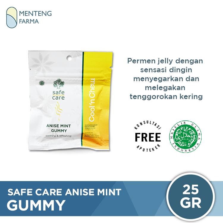 Safe Care Anise Mint Gummy - Permen Jelly Penyegar Mulut - Menteng Farma