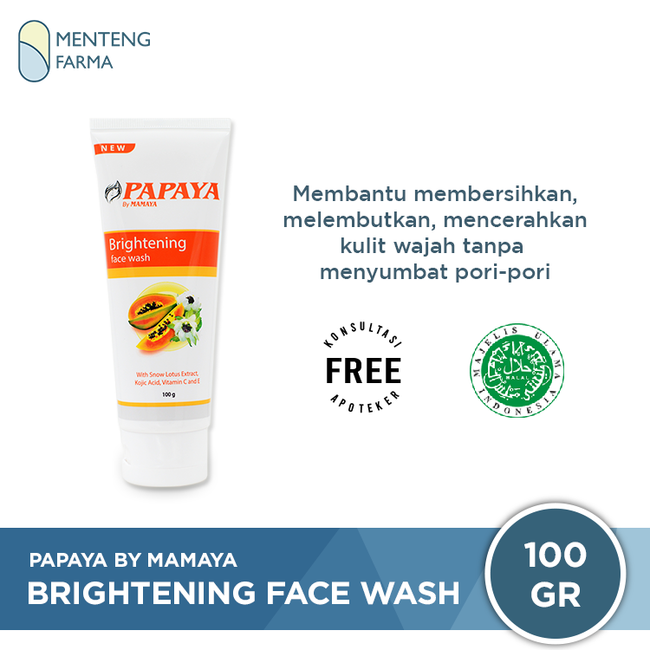 Sabun Papaya By Mamaya Brightening Face Wash 100 Gr - Sabun Pembersih Wajah - Menteng Farma