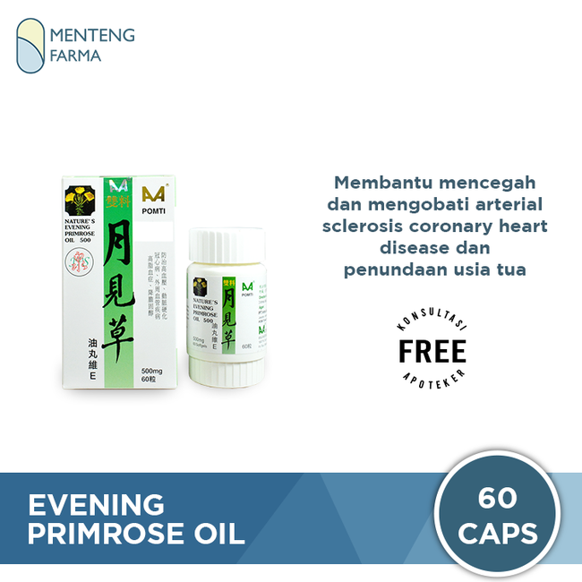 Evening Primrose Oil 500mg - Obat Penurun Lemak Darah / Kolesterol - Menteng Farma