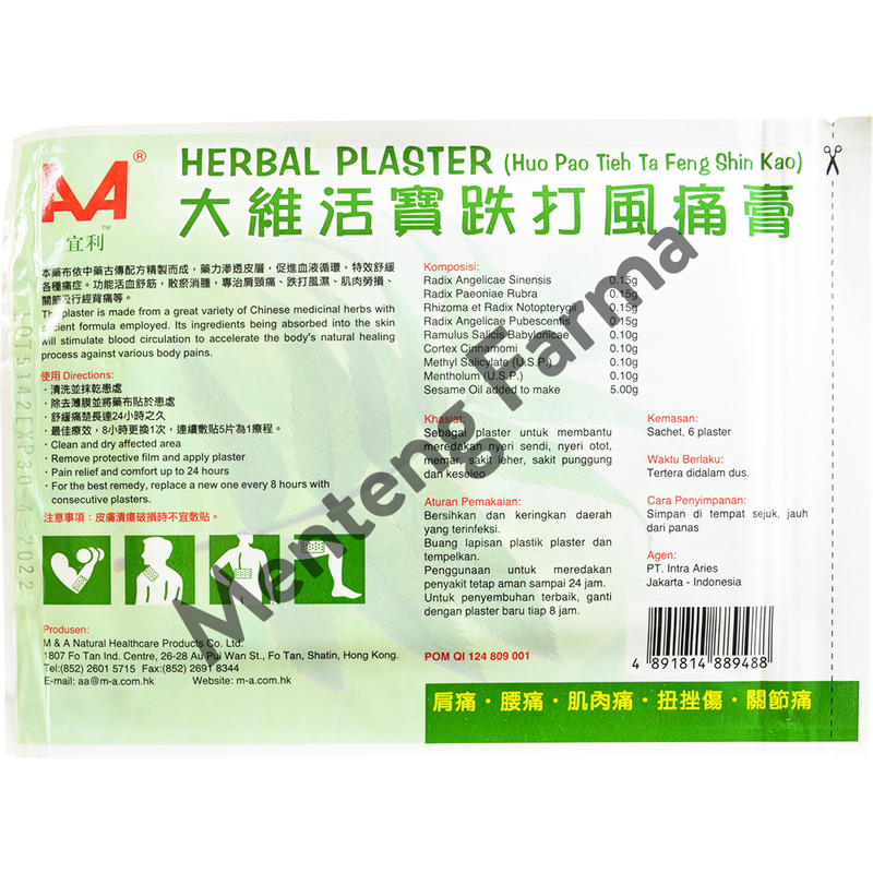 Herbal Plaster (Huo Pao Tieh Ta Feng Shin Kao) - Menteng Farma
