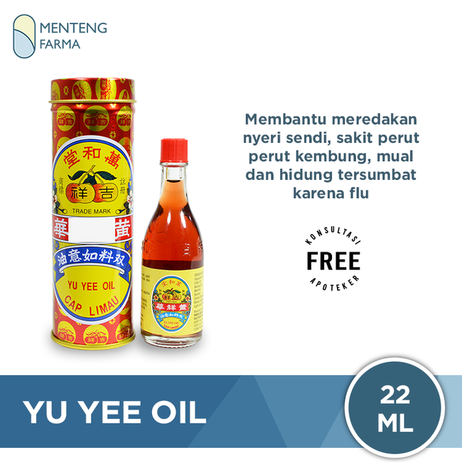 Yu Yee Oil (Cap Limau) 22 ml - Minyak Pereda Nyeri Sendi & Sakit Perut - Menteng Farma