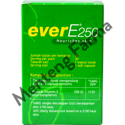 Ever E 250 IU 30 Kapsul - Suplemen Vitamin E untuk Kesehatan Kulit - Menteng Farma