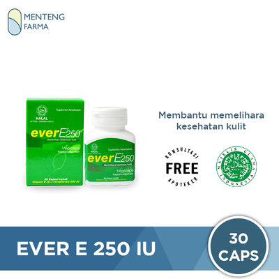 Ever E 250 IU 30 Kapsul - Suplemen Vitamin E untuk Kesehatan Kulit - Menteng Farma