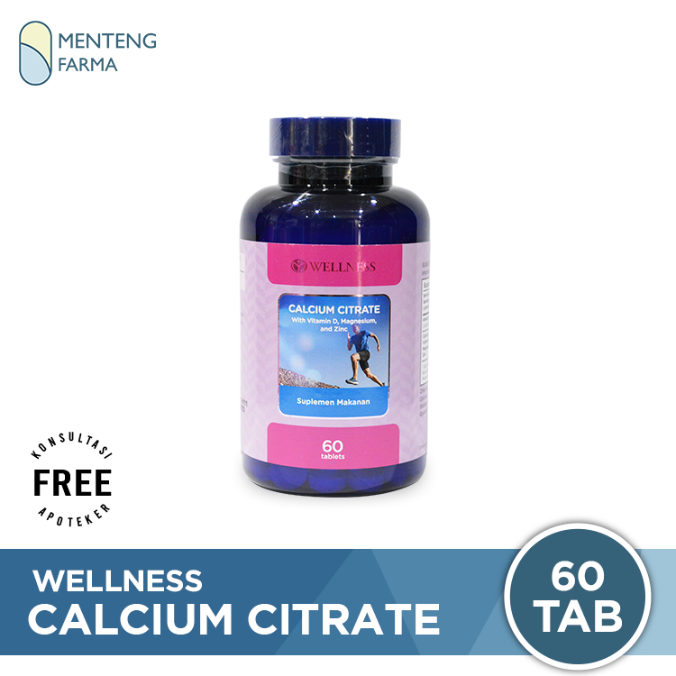 Wellness Calcium Citrate Isi 60 Tablet - Suplemen Tulang dan Gigi - Menteng Farma