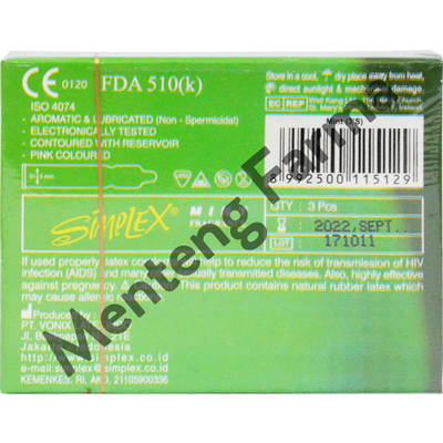 Kondom Simplex Mint Fragrance - Isi 3 - Menteng Farma
