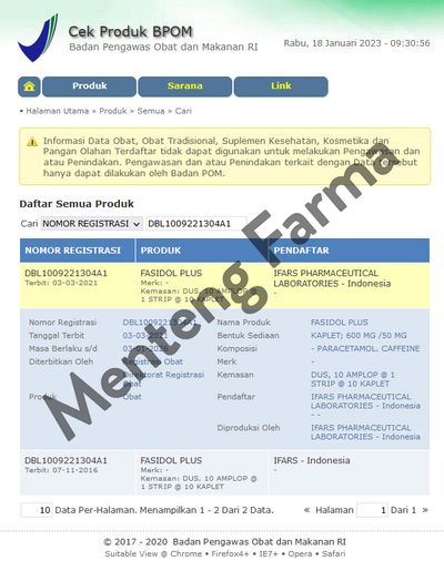 Fasidol Plus 10 Kaplet - Obat Demam Sakit Kepala dan Sakit Gigi - Menteng Farma