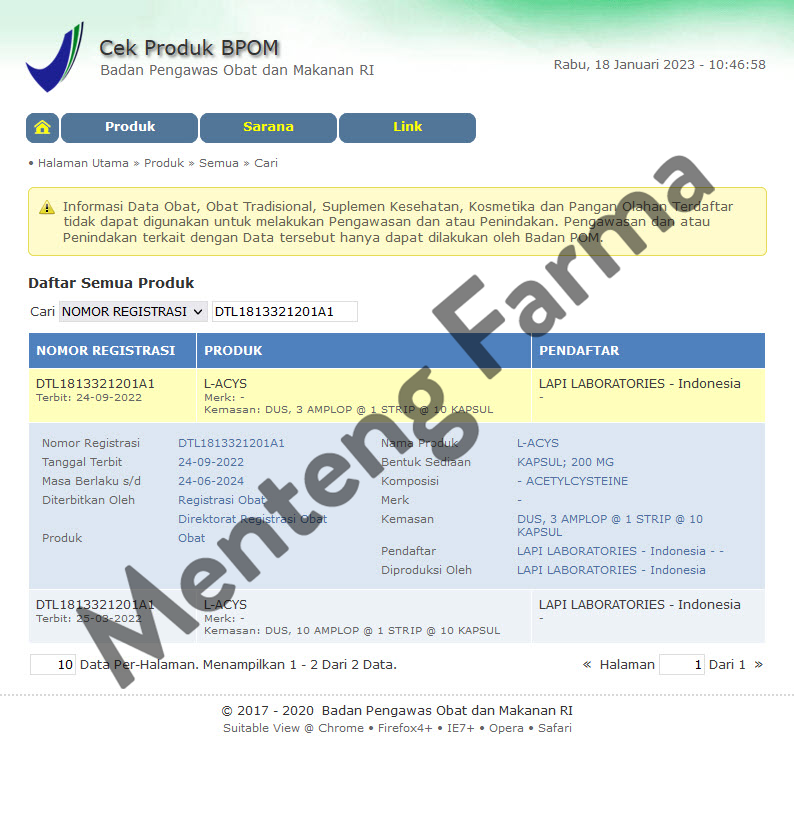 L-Acys 200 mg 10 Kapsul - Obat Batuk Berdahak - Menteng Farma