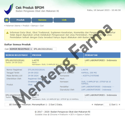 L-Acys 200 mg 10 Kapsul - Obat Batuk Berdahak - Menteng Farma