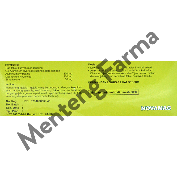 Novamag 10 Tablet - Obat Sakit Maag dan Asam Lambung - Menteng Farma