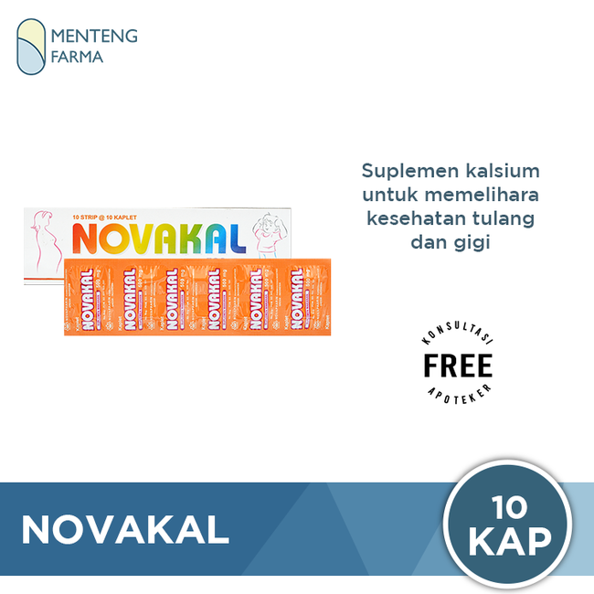 Novakal 500 mg 10 Kaplet - Suplementasi Kalsium Tulang dan Gigi - Menteng Farma