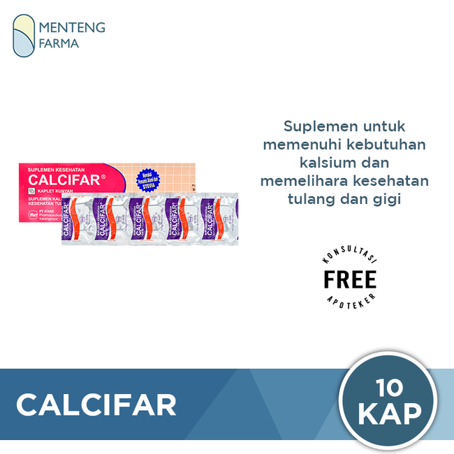 Calcifar 10 Kaplet - Suplemen Kalsium Jaga Kesehatan Tulang dan Gigi - Menteng Farma