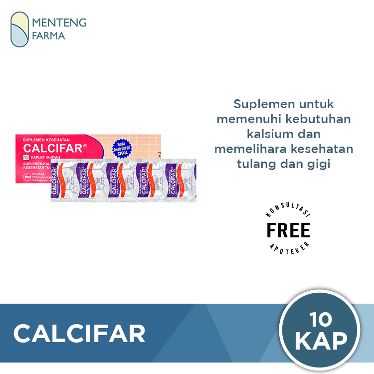 Calcifar 10 Kaplet - Suplemen Kalsium Jaga Kesehatan Tulang dan Gigi - Menteng Farma