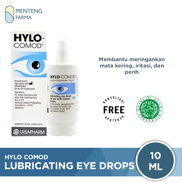 Hylo Comod Lubricating Eye Drops 10 mL - Obat Tetes Mata Kering - Menteng Farma